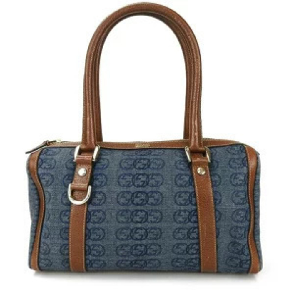 Gucci Blue GG Shoulder Bag Navy Leather Denim Handbag - Picture 8 of 8